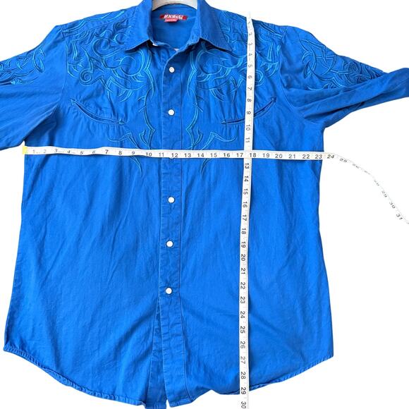 Red Ranch Western Pearl Snap Shirt Cowboy Embroidered Tribal Long Sleeve L - Picture 11 of 11